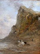 Eugene Fromentin Moroccan Horsemen at the Foot of the Chiffra Cliffs oil on canvas